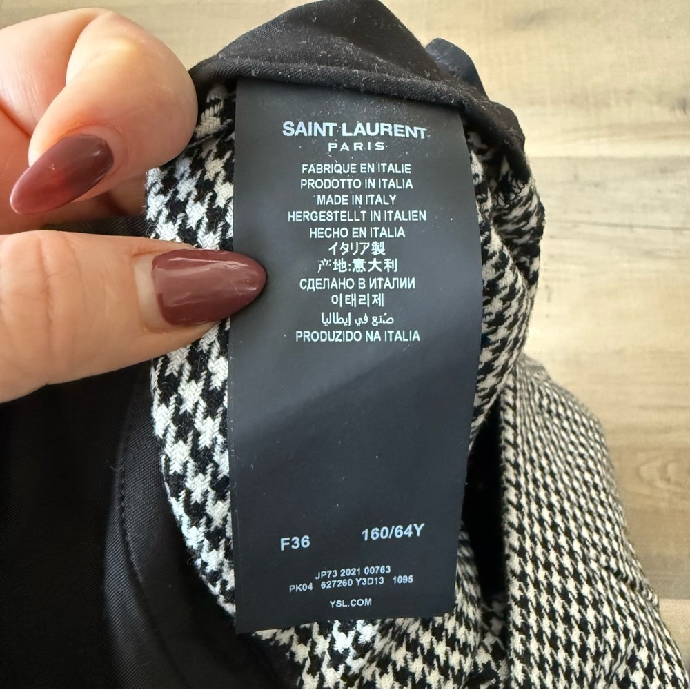Saint Laurent black & white houndstooth slim fit wool pants - size 4 (36) - Picture 9 of 10